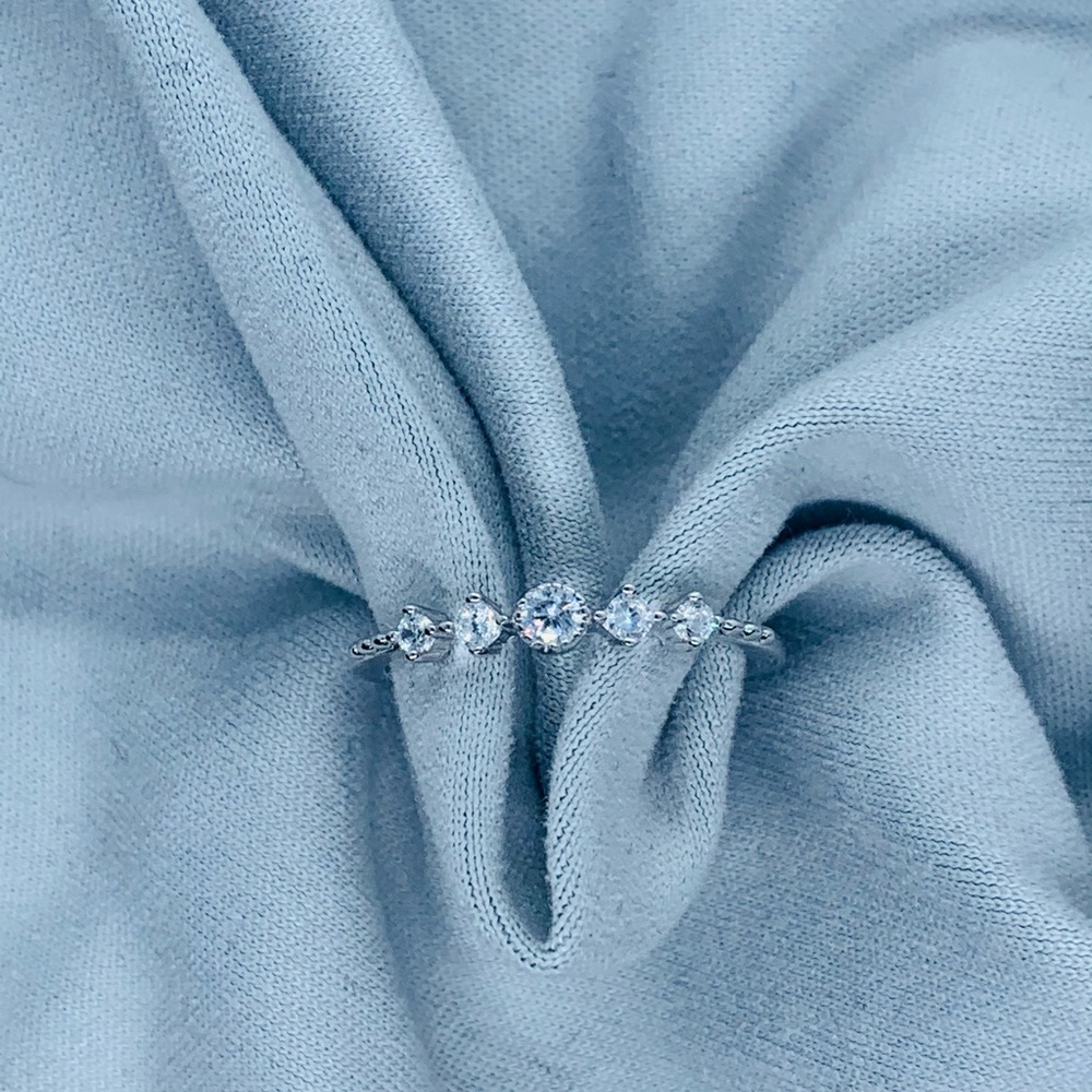 Sterling Silver Thin Half Eternity CutClear CZ 💍